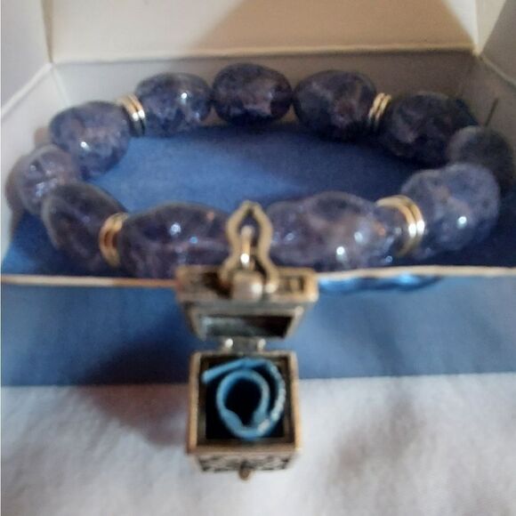 Avon 2004 Serenity Prayer Stretch  Bracelet Glass Beads Silver Prayer Box - Picture 4 of 9